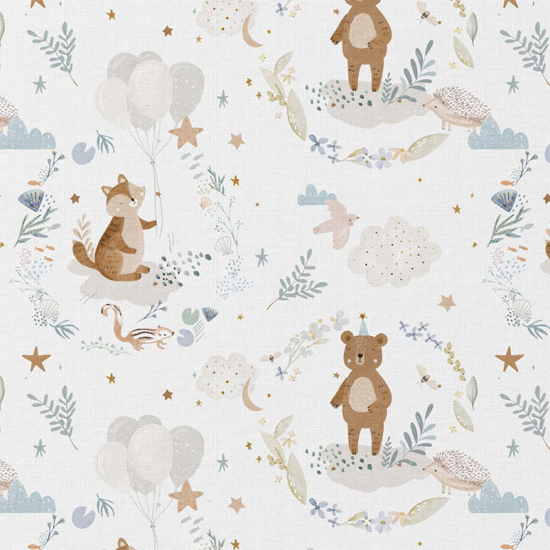 Printed Cotton TRODOUX White / Blue